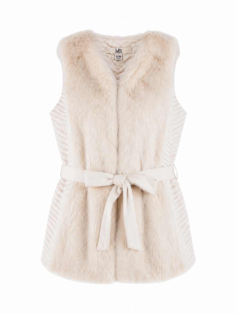 Ya Los Angeles Cream Faux Fur Belted Vest Women’s S/M
